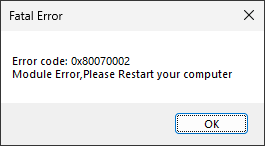 A fake message box instructing the victim to restart the computer