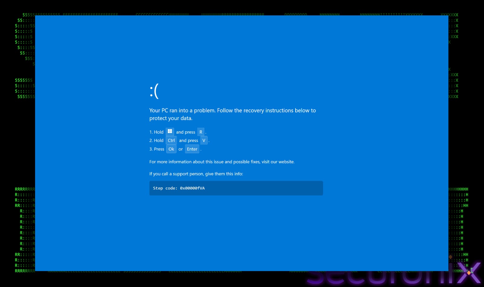 Fake crash screen (Source - Securonix)