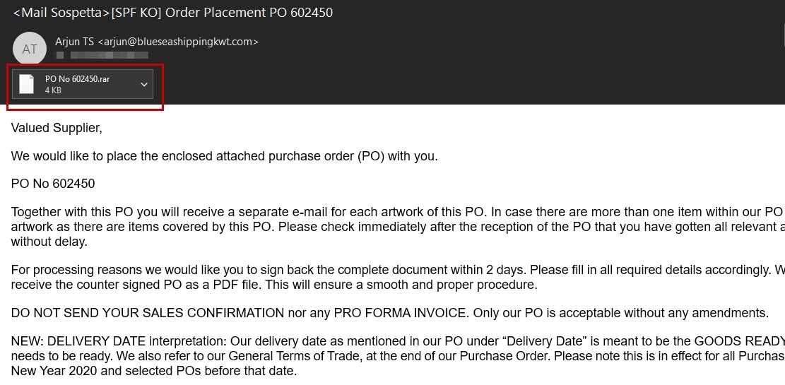 Email with attachment (Source - Cyble)