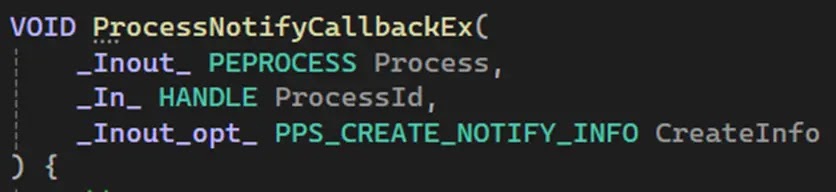 Process notification callback (Source - Outflank)