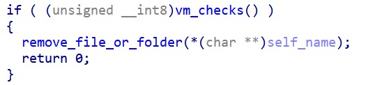 RushDrop deleting itself if VM checks fail (Source - Cisco Talos)