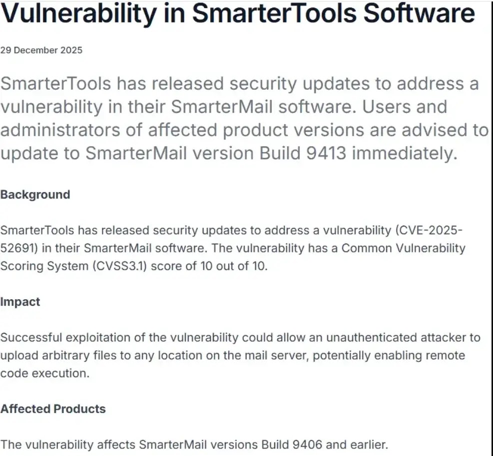 notification of vulnerability