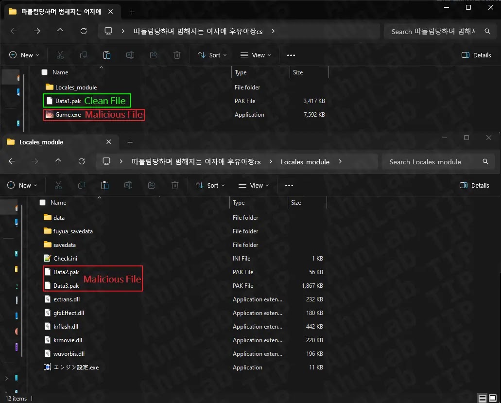 Malicious file structure (Source - ASEC)