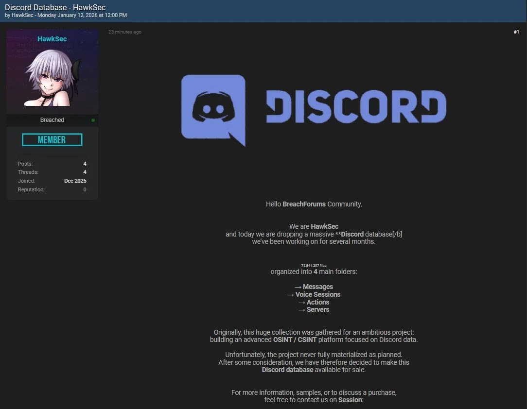 Discord Breach Claim