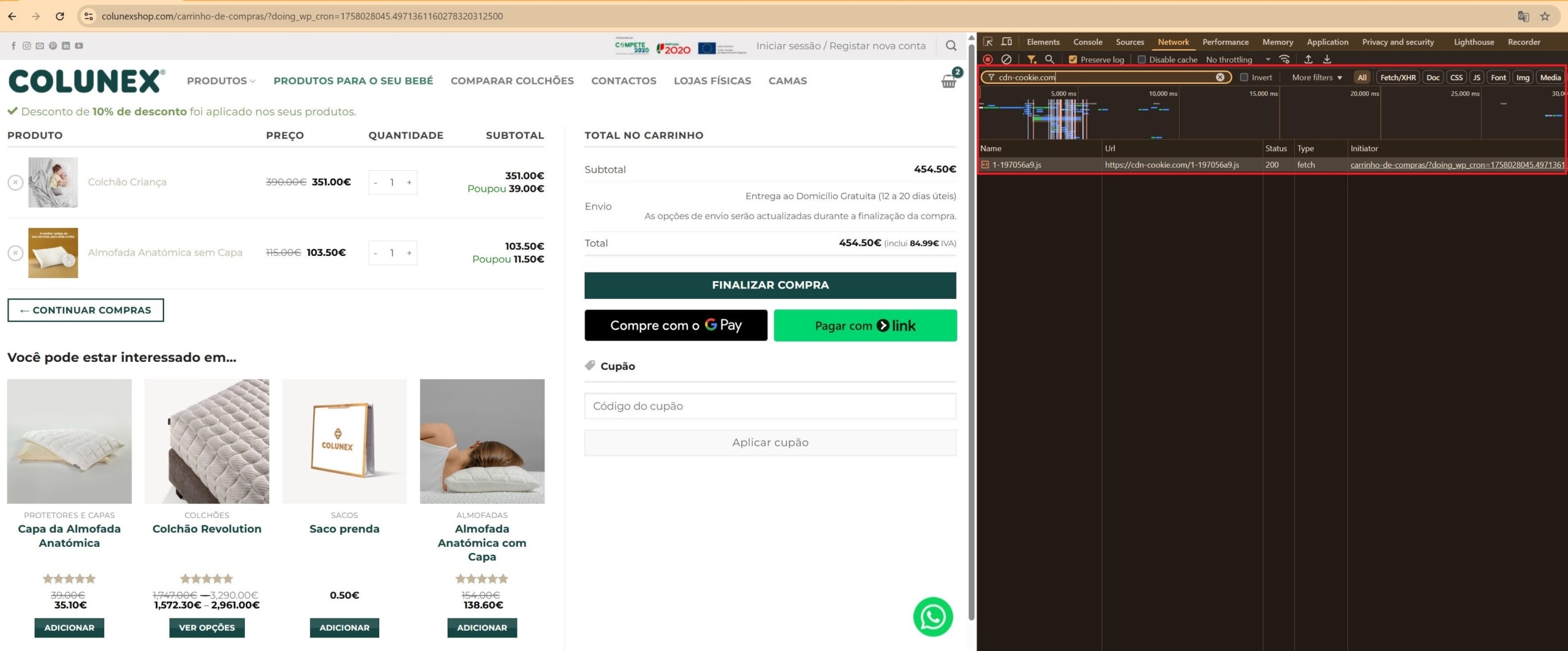 Malicious file callout on the checkout page for colunexshop[.]com (Source - Silent Push)