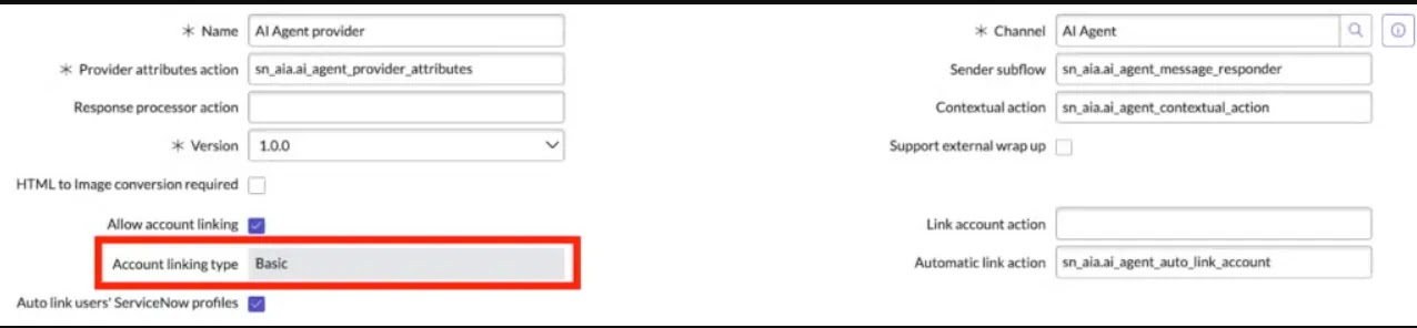 The Account linking type for the AI Agent provider did not enforce MFA
