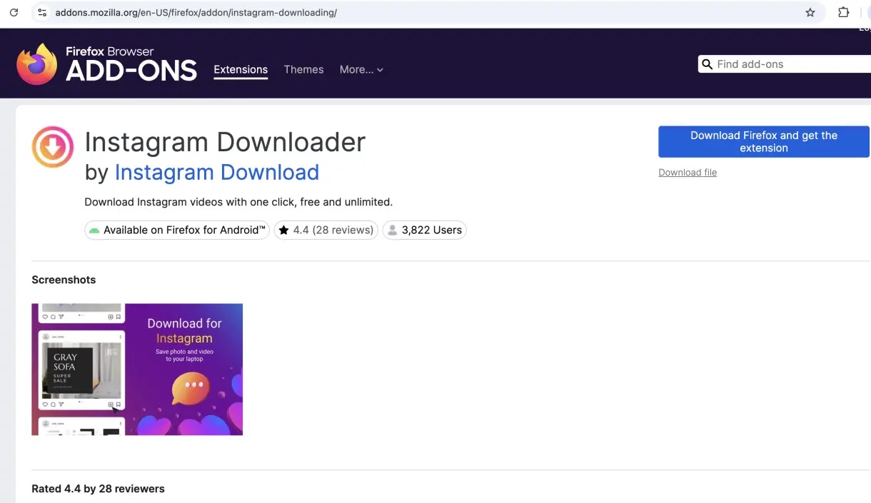 Firefox Extension Available for Download in Store (Source - LayerX Security)