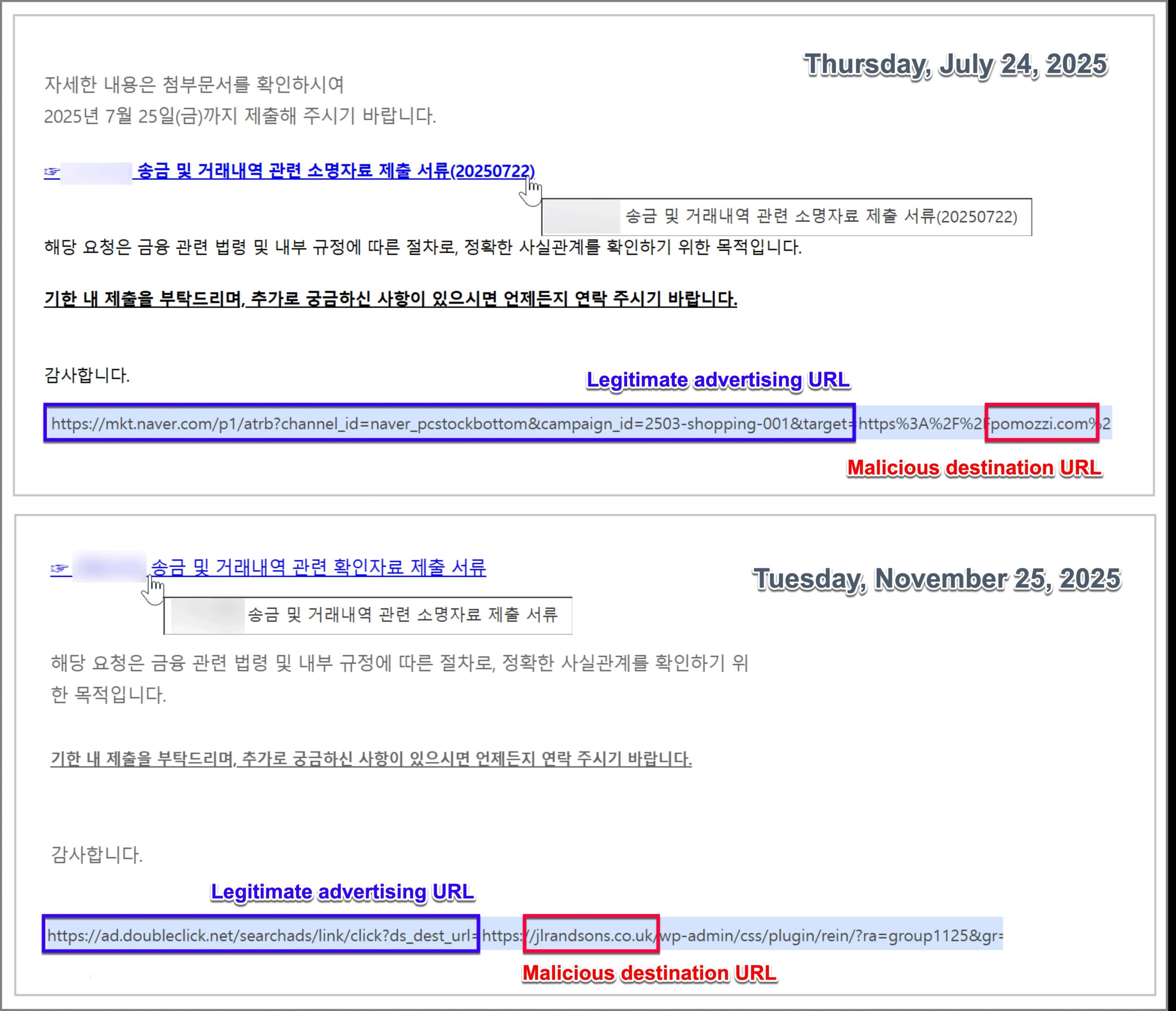 Malicious URL Embedded in a Legitimate Advertising URL Parameter (Source - Genians)