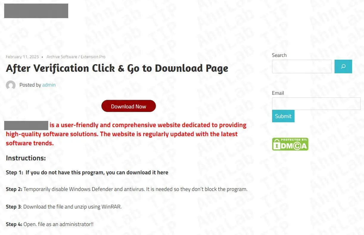 Malware download portal (Source - ASEC)