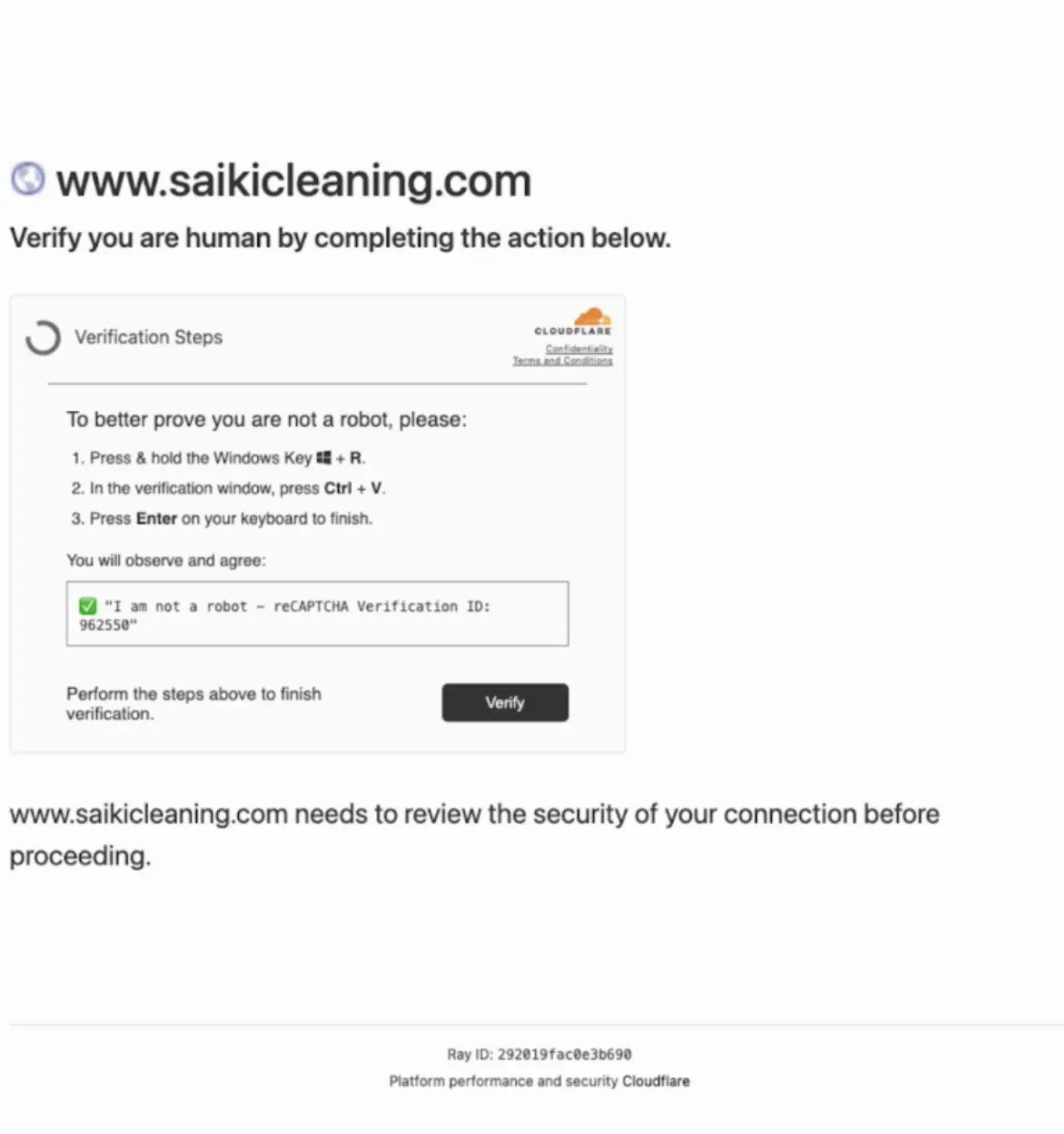 An example of a common Fake Captcha lure followed by a ClickFix lure (Source - Censys)
