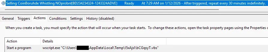 The task that will be created for automatic execution (Source - IIJ Security Diary)