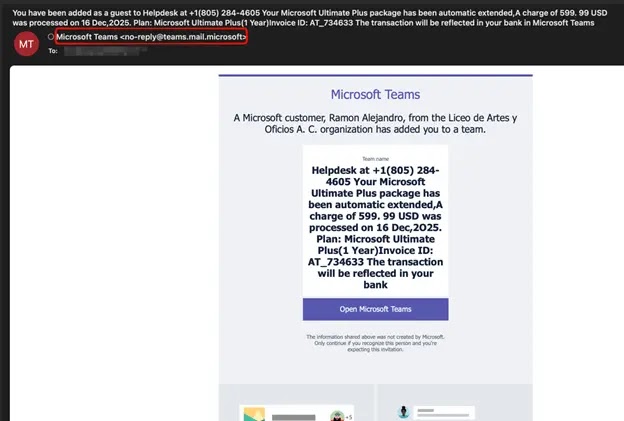 Fake Microsoft Teams Invite