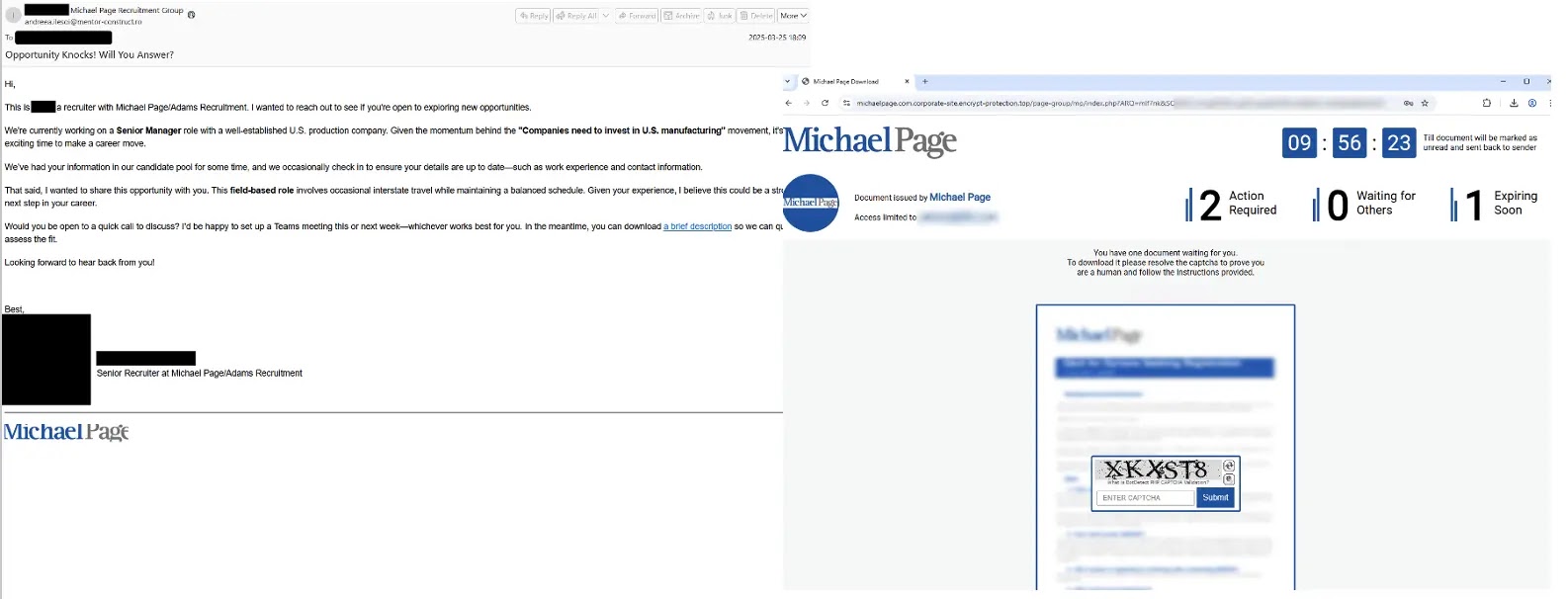 Lure impersonating a recruiting firm (Source - Proofpoint)