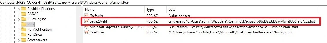 Persistence via run key (Source - Point Wild)