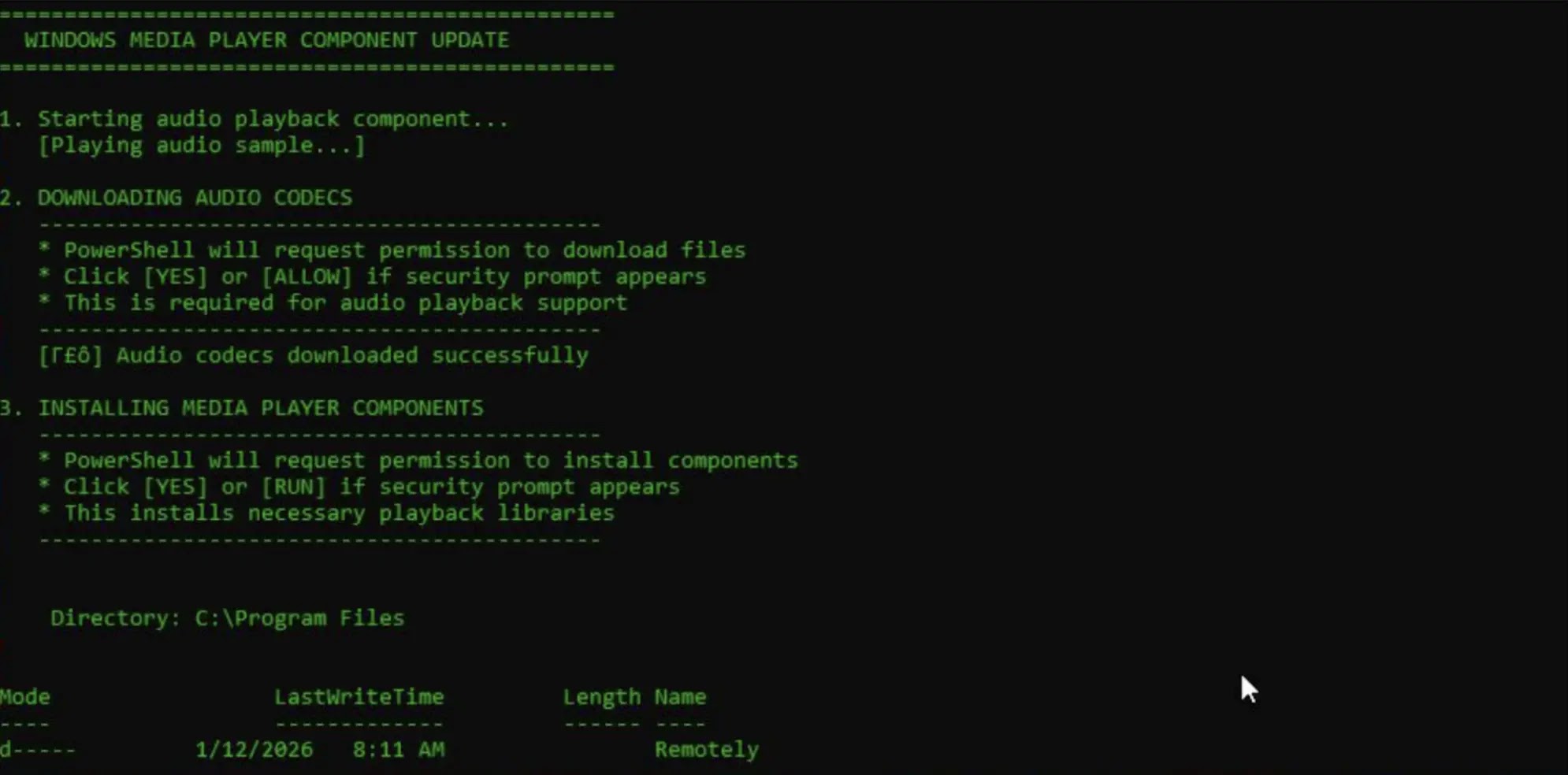 Console output observed after execution of voicemail.bat (Source - Censys)