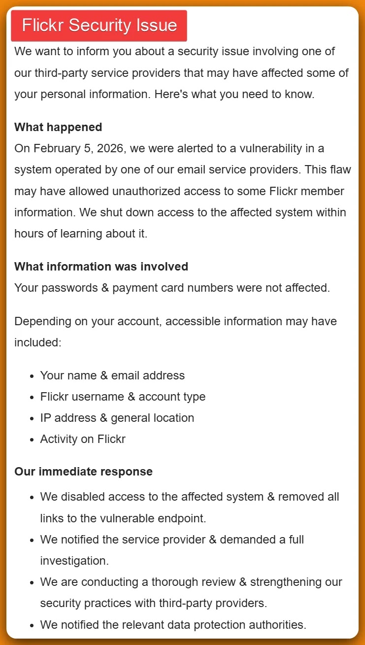 Flickr Data breach