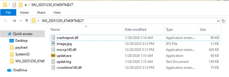 Deceptive Staging directory mimicking Windows Update (Source - CyStack)