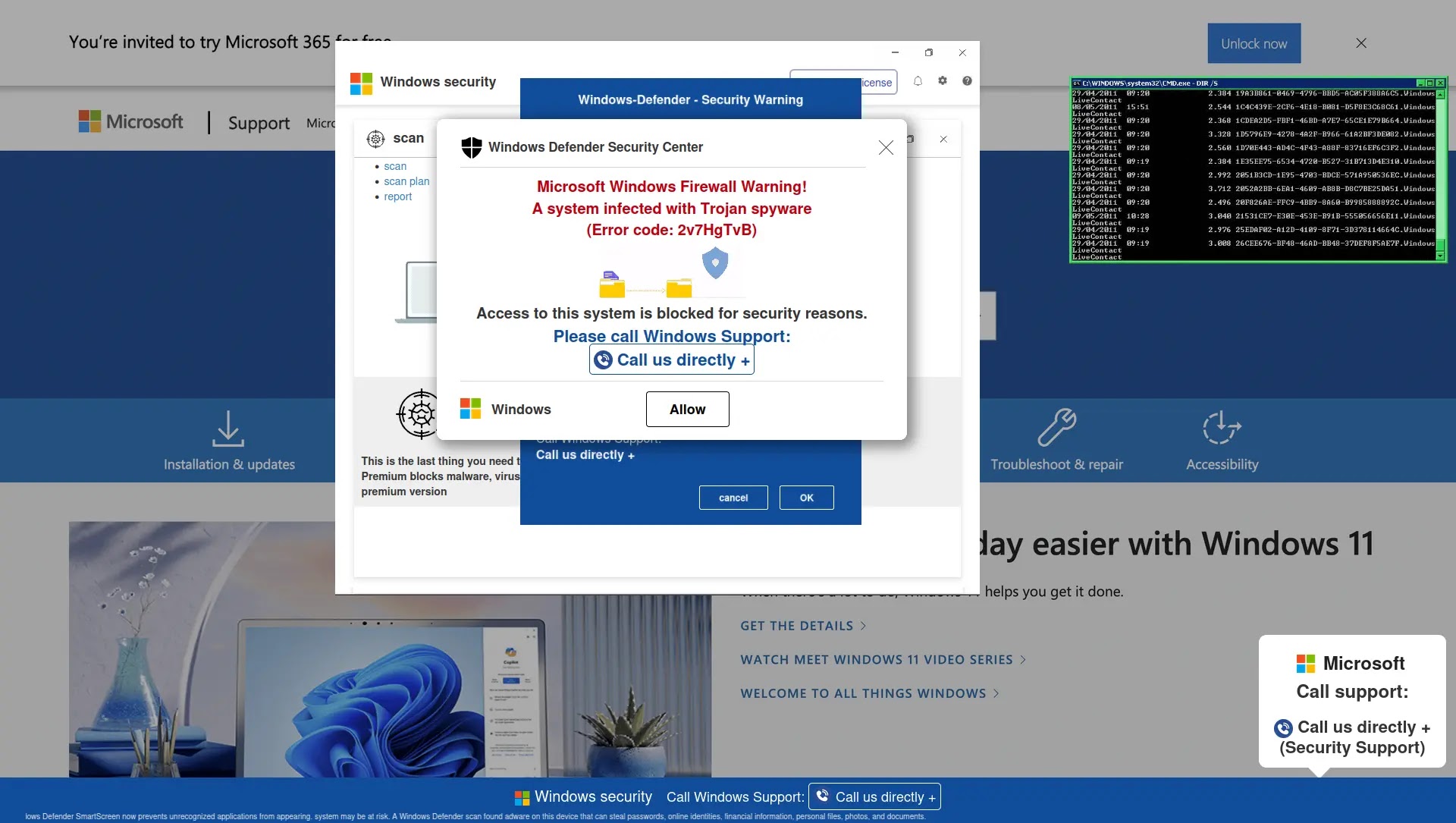 Tech support scam (Source - Netskope)