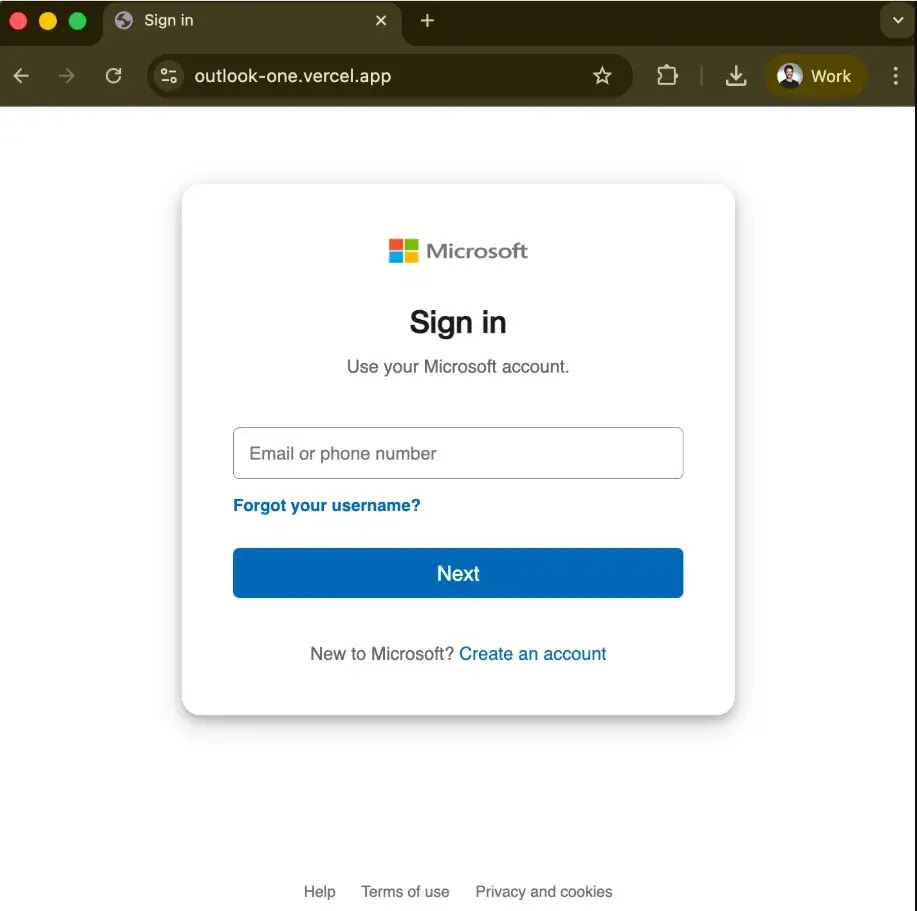 Add-in Displays Fake Login(Source: Koi AI)