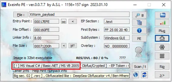 XWorm payload observed in a static analysis tool (Source - Fortinet)