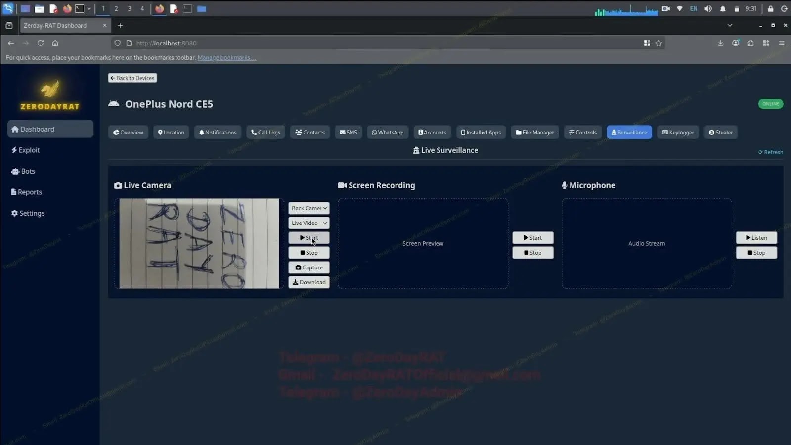 Live camera, screen recording, and microphone access from a single panel (Source - iVerify)