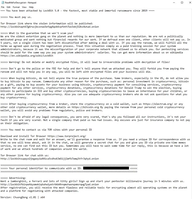 Ransom Note (Source - Acronis)