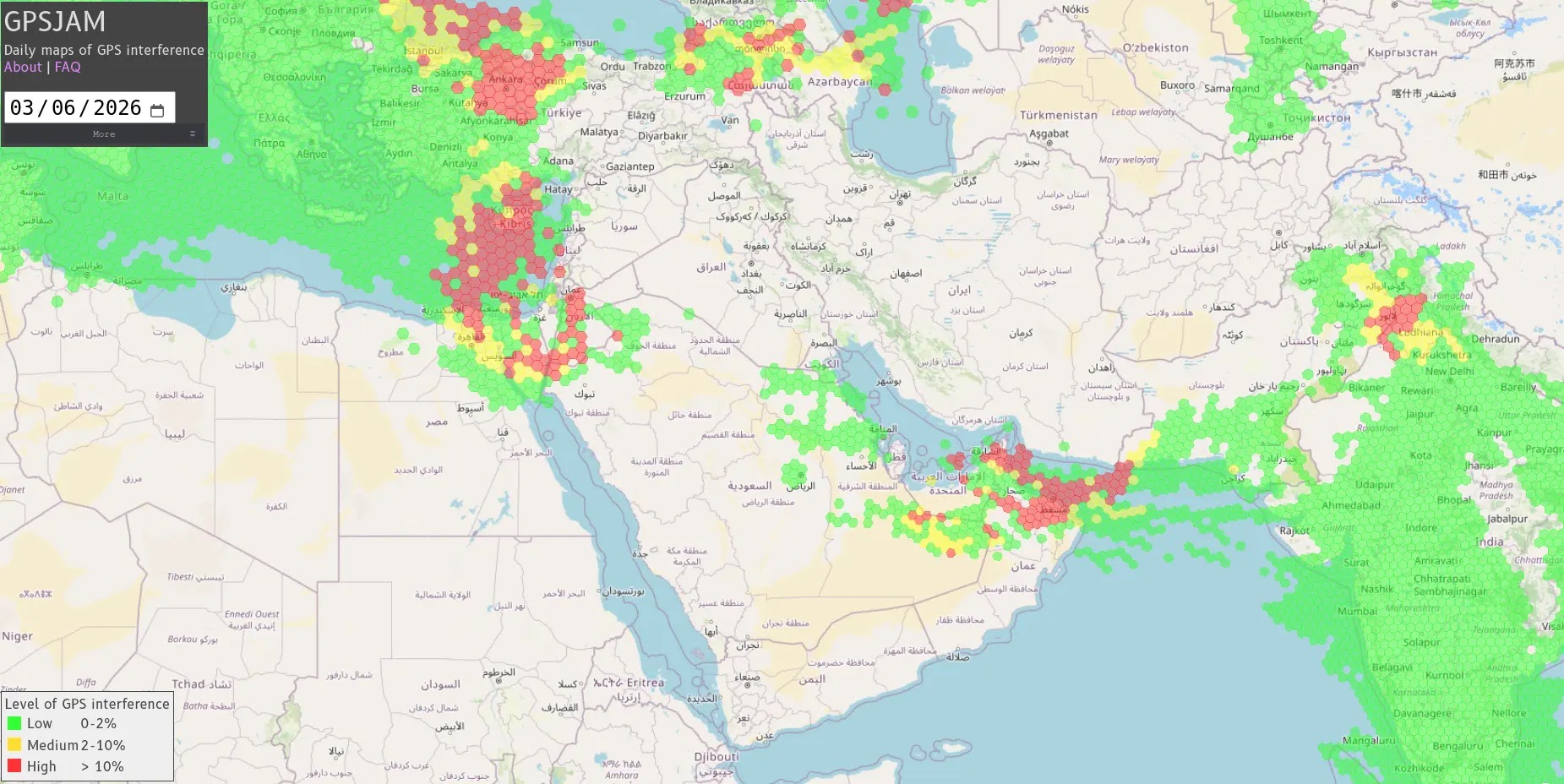 GPS Jamming Cluster Distribution (Source - Resecurity)