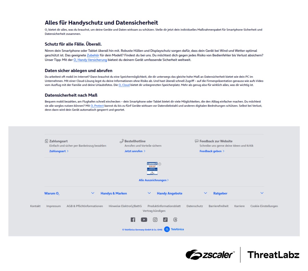 Fake Telefónica Website Delivering HijackLoader (Source - Zscaler)
