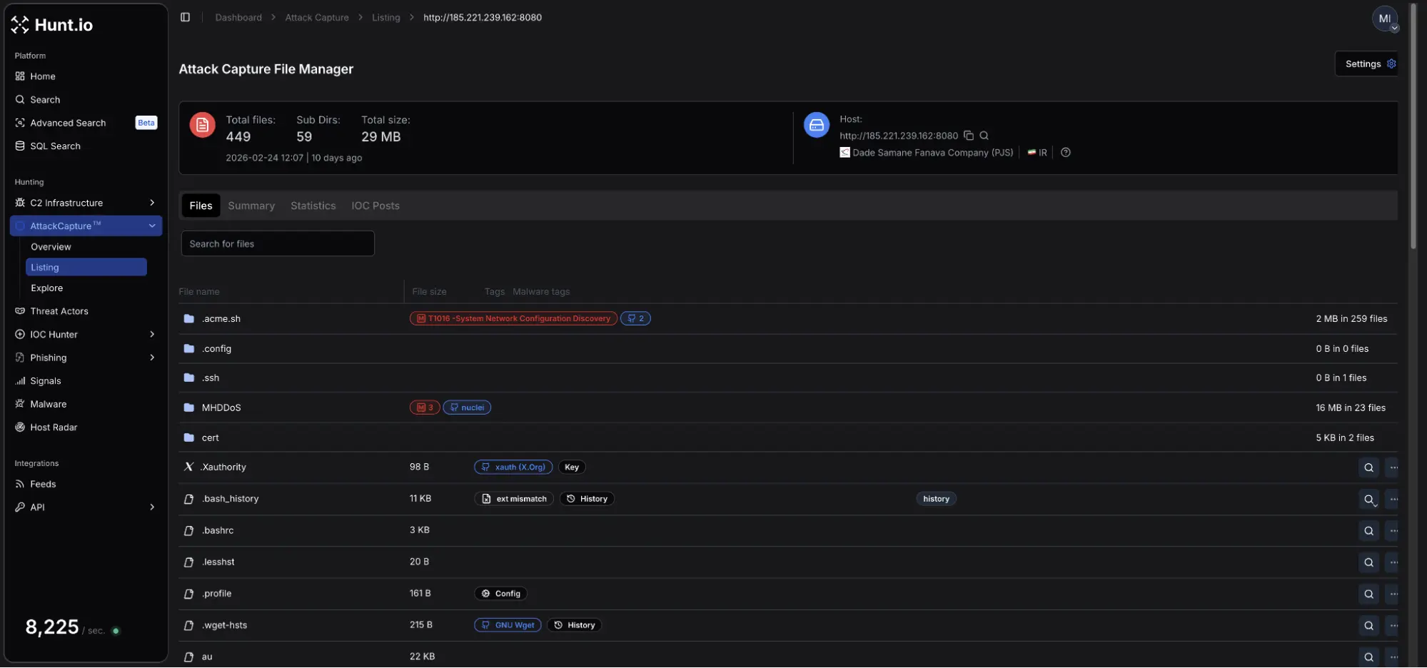 Open directory file manager in AttackCapture (Source - Hunt.io)