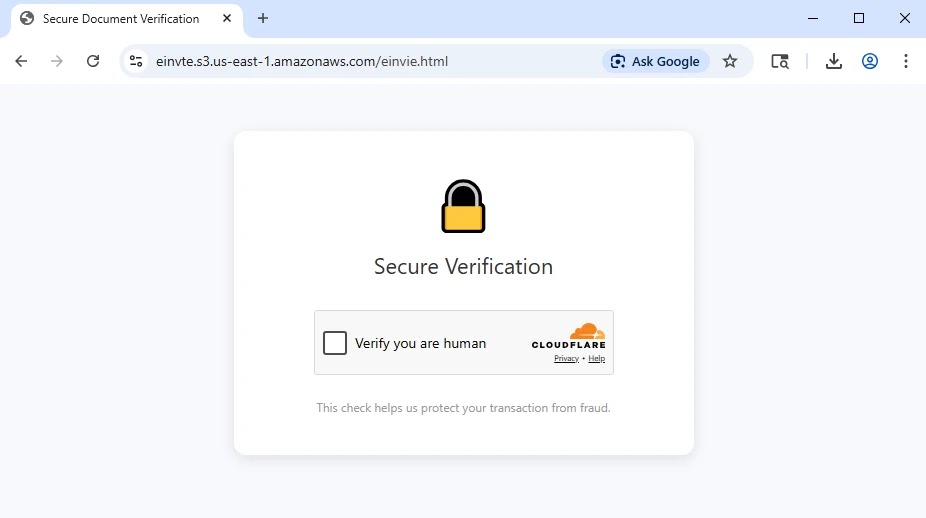 Cloudflare CAPTCHA page (Source - Elastic)
