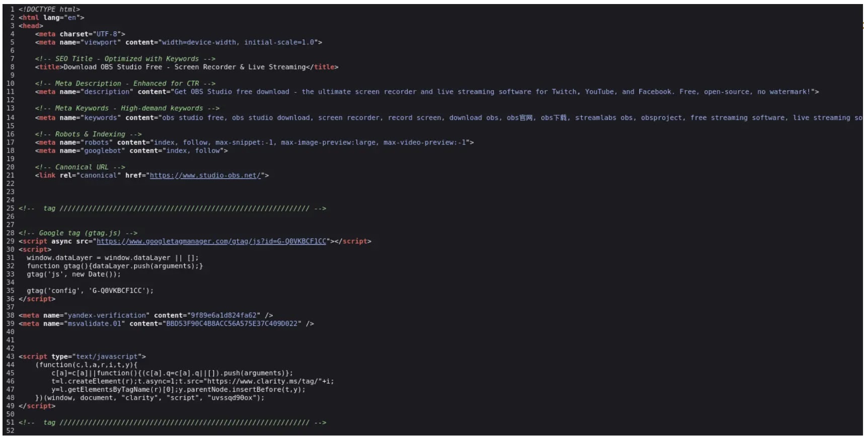 Screenshot of the SEO optimisation on studio-obs[.]net (Source - NCC Group)