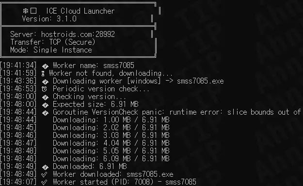 ICE Cloud Launcher execution log (Source - ASEC)