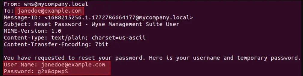 New password after reset (source: PT Security)