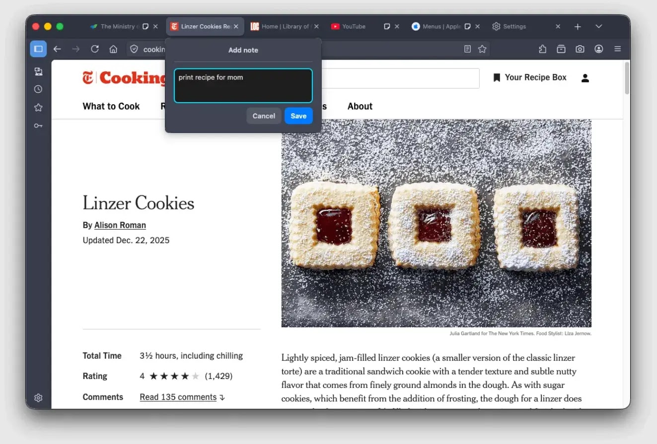 Tab Notes in Firefox Labs lets you attach quick notes to web pages for later reference(source : firefox)
