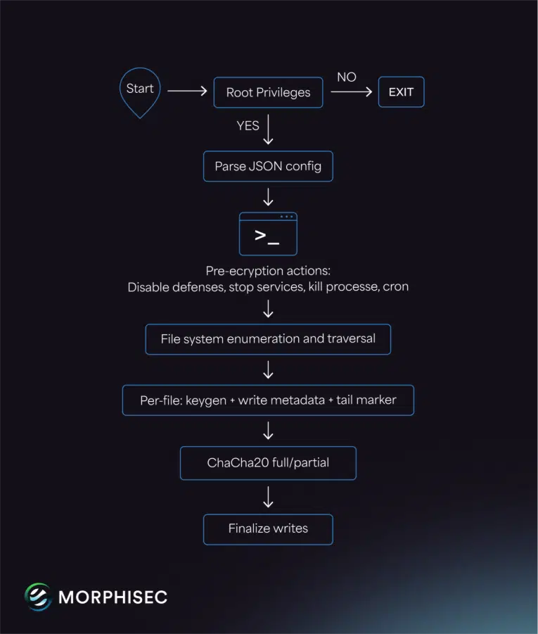 High-Level Attack Chain of Pay2Key Linux Ransomware Variant (Source - Morphisec)