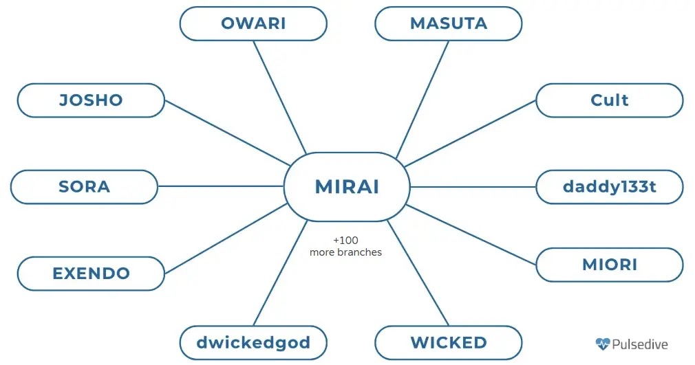 The many variants of Mirai (Source - Pulsedive)