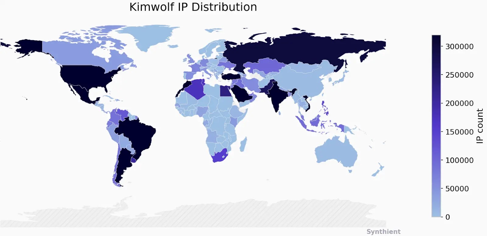 Distribution of KimWolf IP addresses (Source - Pulsedive)