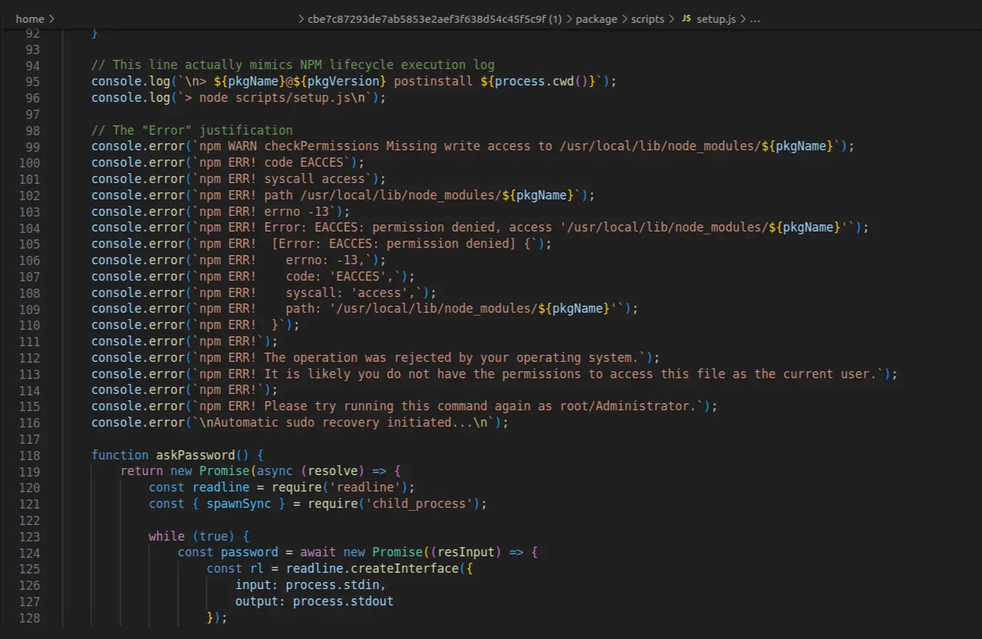 sudo password prompt (Source - ReversingLabs)