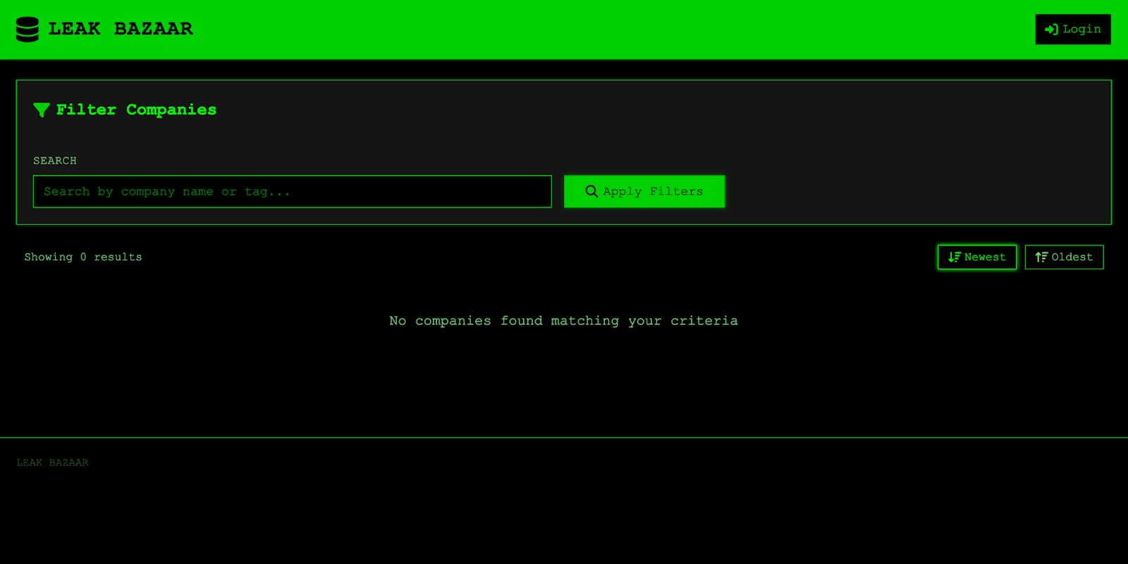 Leak Bazaar Hidden Service as of March 25th, 2026 (Source - Flare)