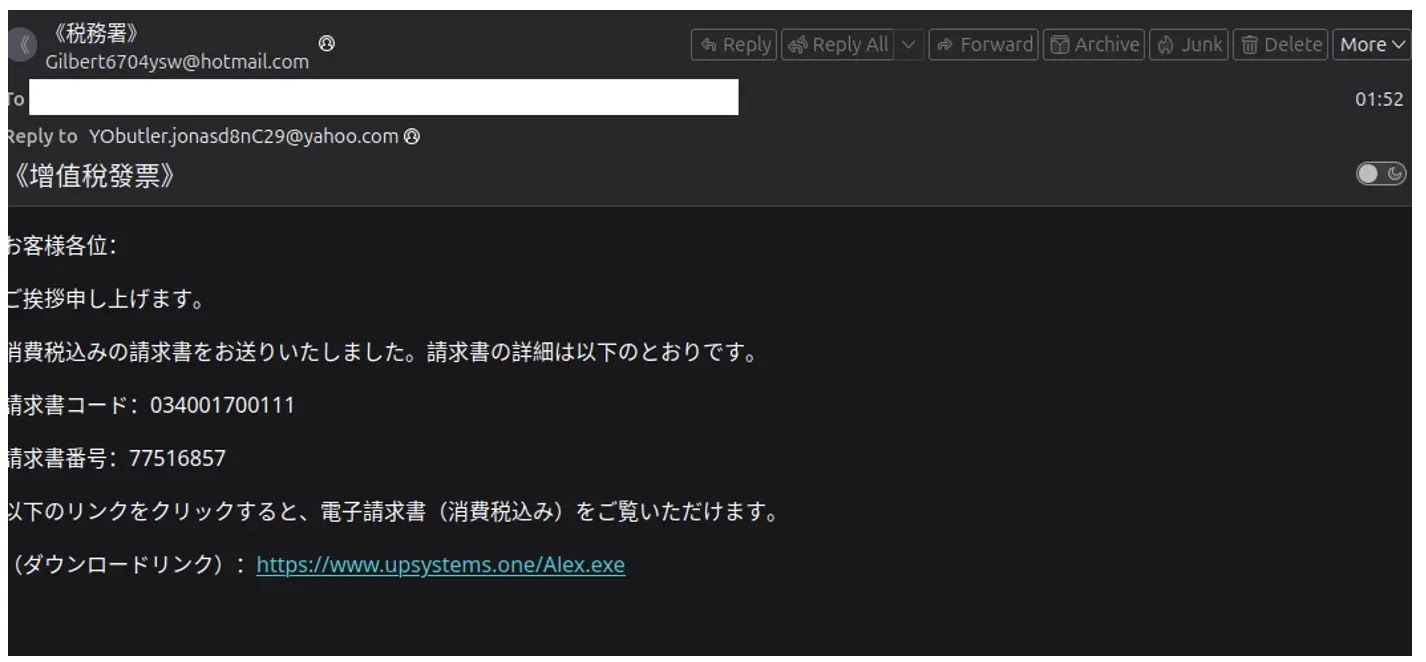 Inland Revenue Department impersonation (Source - Proofpoint)